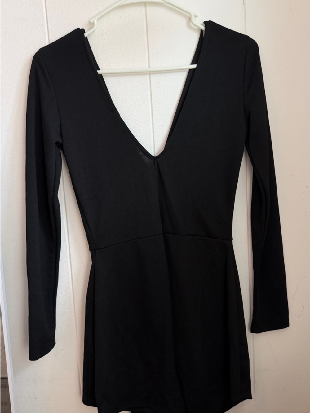 Fashion Nova Black Long Sleeve Deep V Romper - Picture 8 of 8